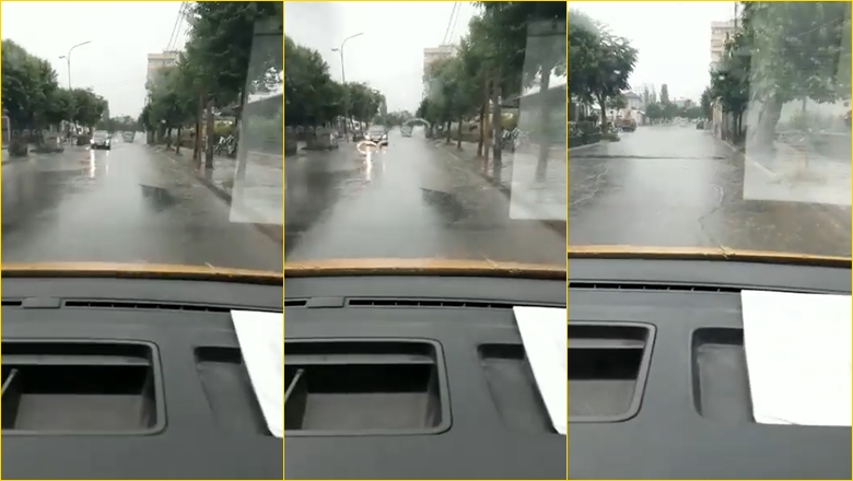 Përmbytet Elbasani, reshjet e dendura të shiut bllokojnë akset kryesore, vështirësi në qarkullimin e makinave