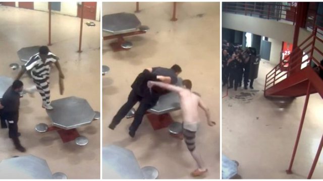 E tmerrshme! Të burgosurit pasi marrin peng garidianin, e rrahin dhe e therin (Video)