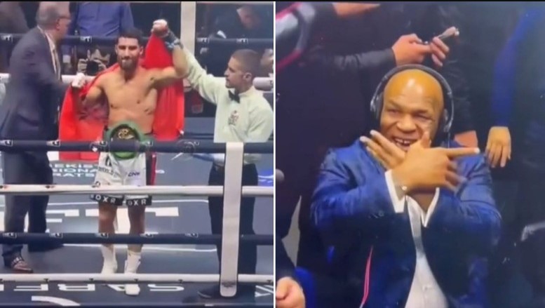 VIDEO/ Boksieri shqiptar fitoi titullin WBC, legjenda Mike Tyson e përshëndet me ‘shqiponjë’